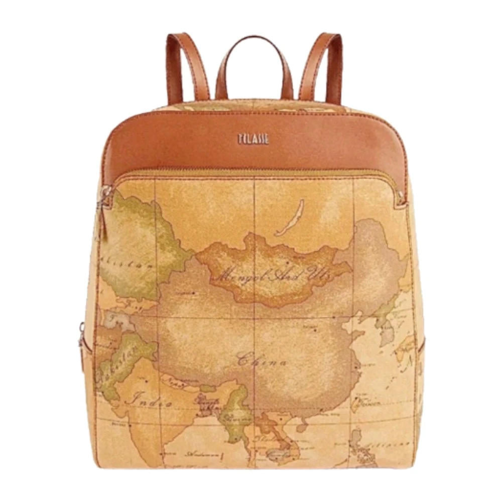 Alviero Martini 1a Classe Klassieke Geo Print Rugzak met Voorvak Brown Dames