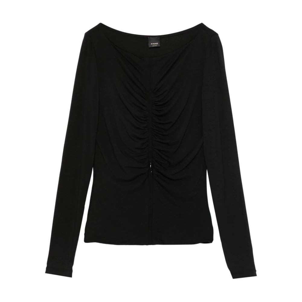 Pinko Zwart Top met Ritssluiting en Boothals Black Dames