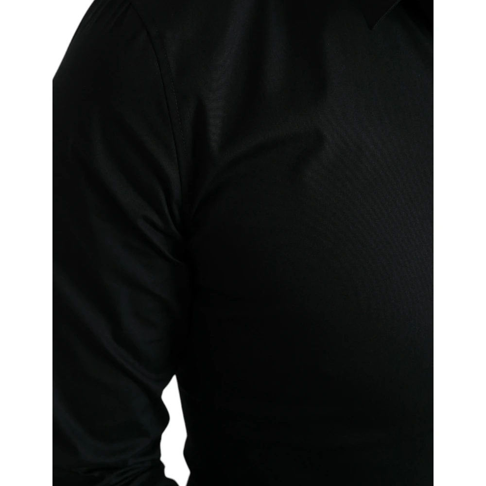 Dolce & Gabbana Zwarte Slim Fit Stretch Overhemd Black Heren