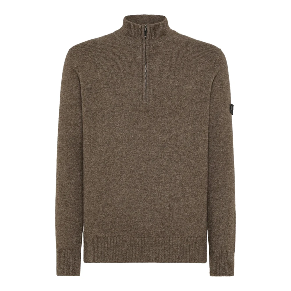 Peuterey Men's Brown Turtlenecks,, Grey Wool Yak Blend Jumper Medium