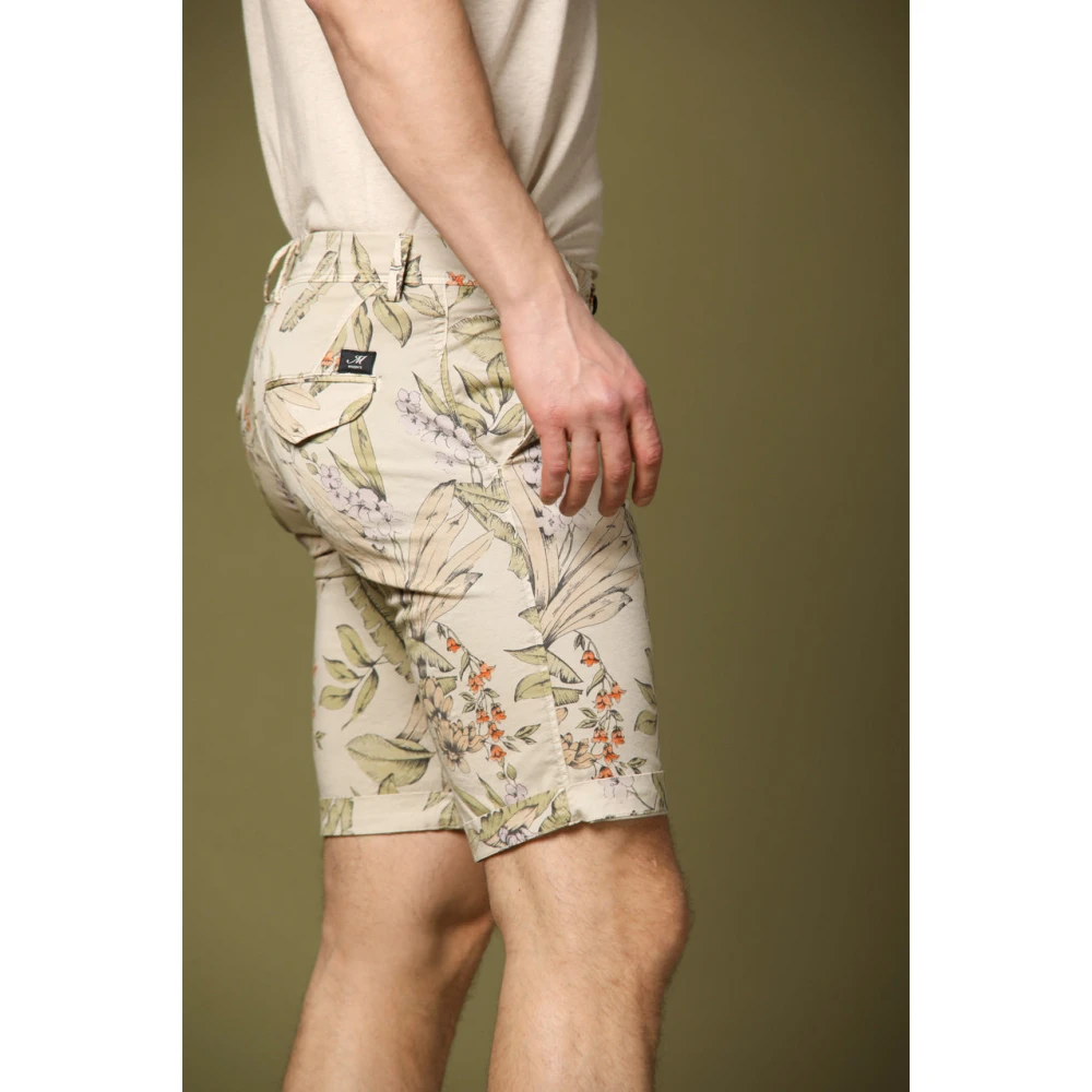 Mason's Slim Fit Bloemen Bermuda Shorts Beige Heren