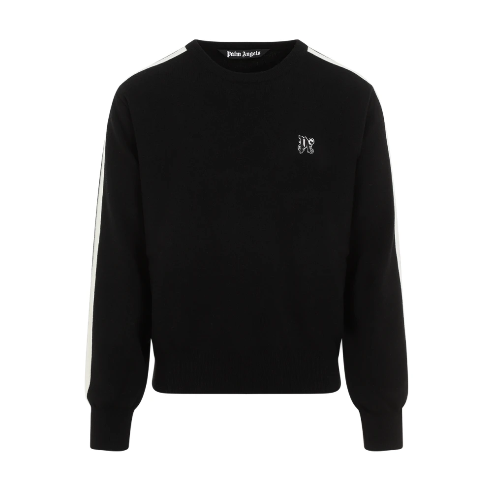 Palm Angels Monogram Crew Neck Sweater Black Heren