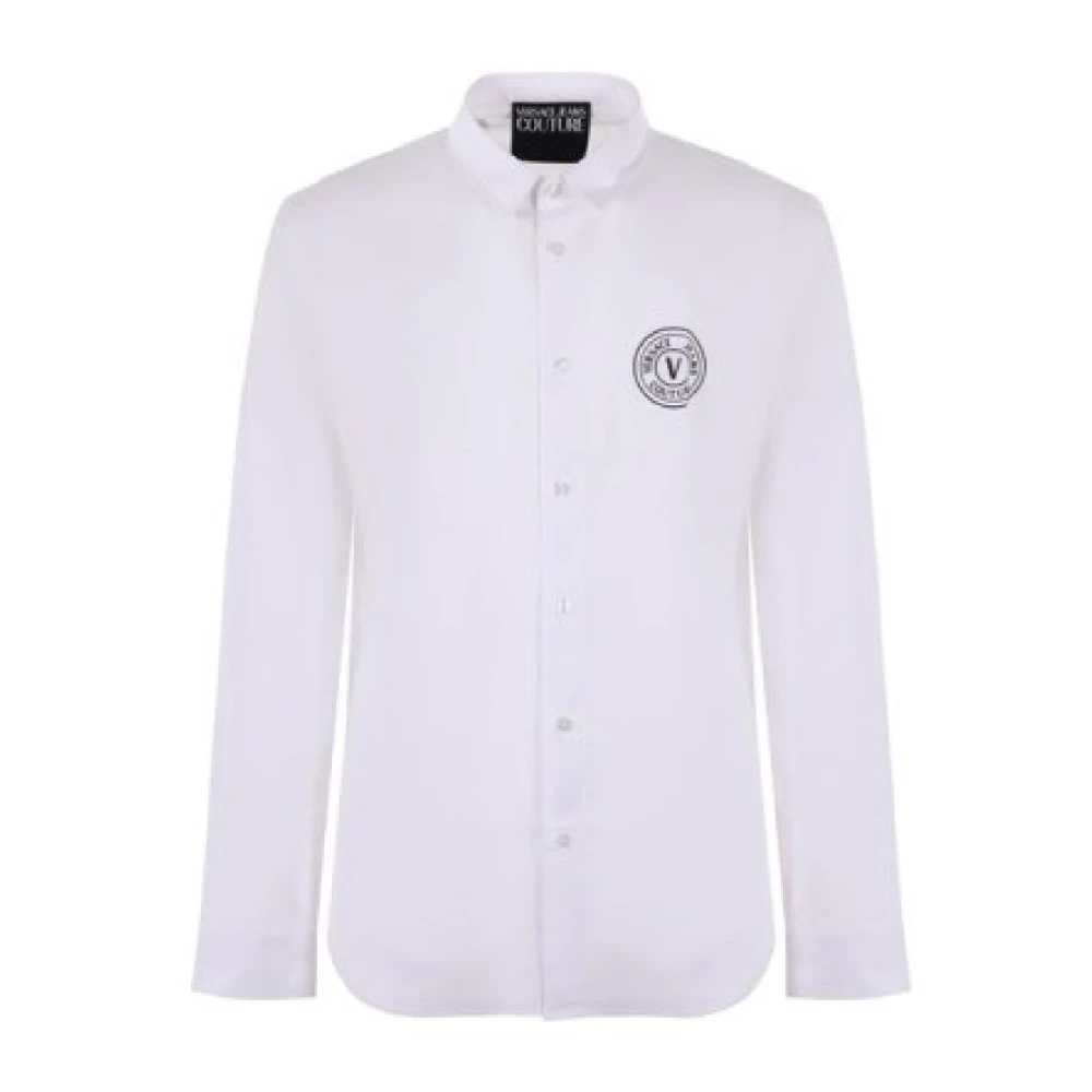 Versace Jeans Couture Vit herrskjorta med hög kontrastlogotyp - Storlek 54 White, Herr