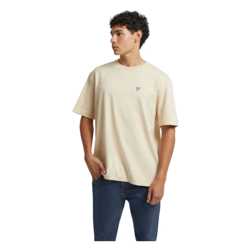 Guess Oversized Jersey T-shirt van Biologisch Katoen Beige Heren