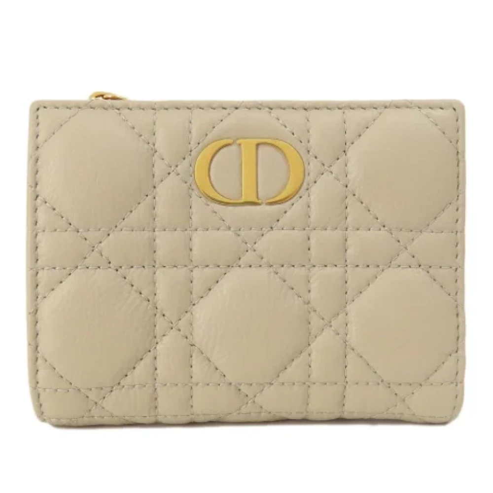 Dior Vintage Pre-owned Leather wallets Beige Dames