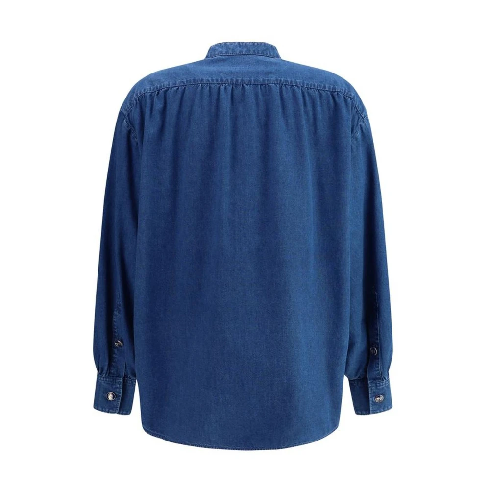 Valentino Ruffle Denim Shirt met Decoratieve Knopen Blue Dames