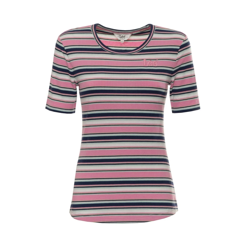 Lee Gestreept katoenen T-shirt met logo Multicolor Dames