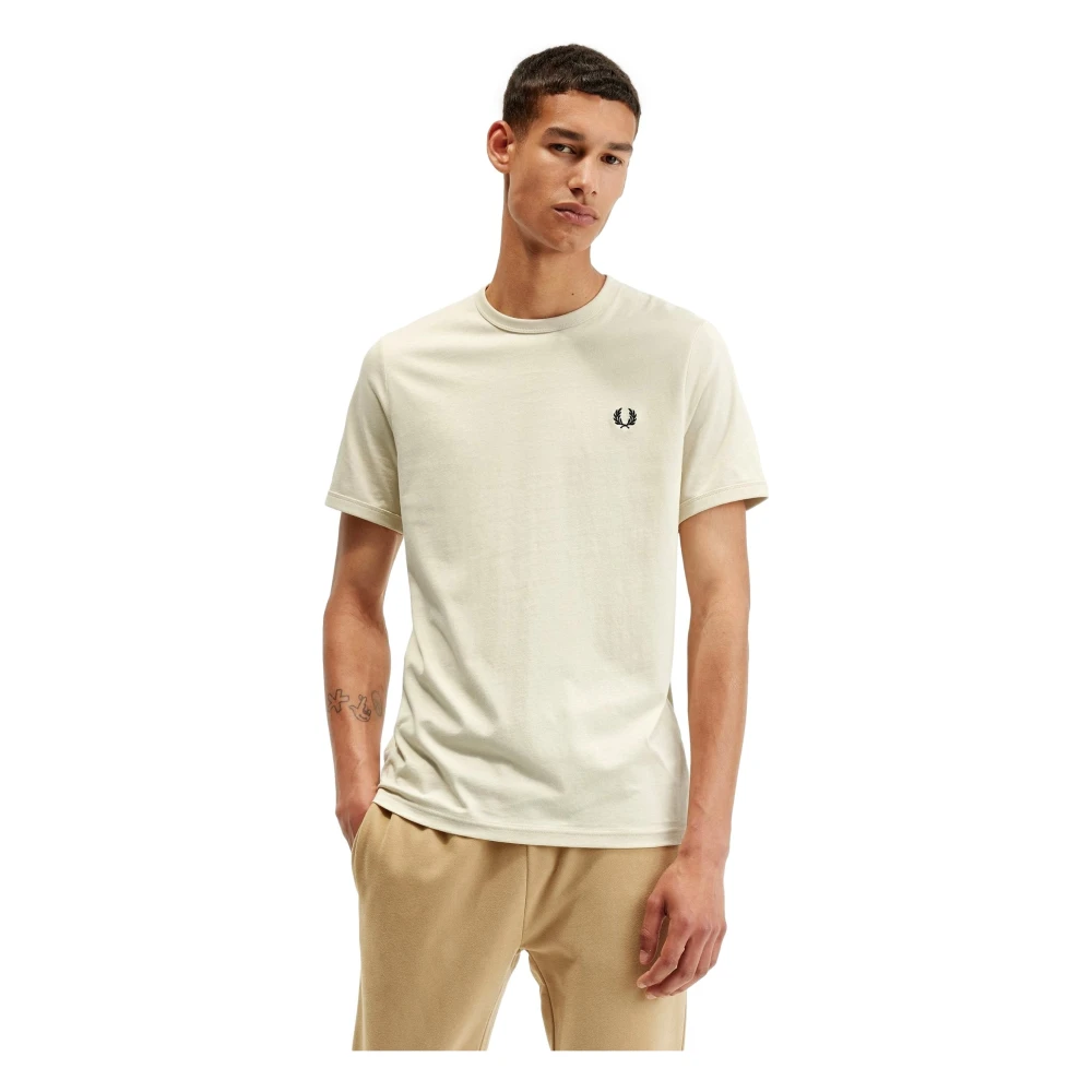 Fred Perry Sand Ringer Tee Shirt Beige Heren