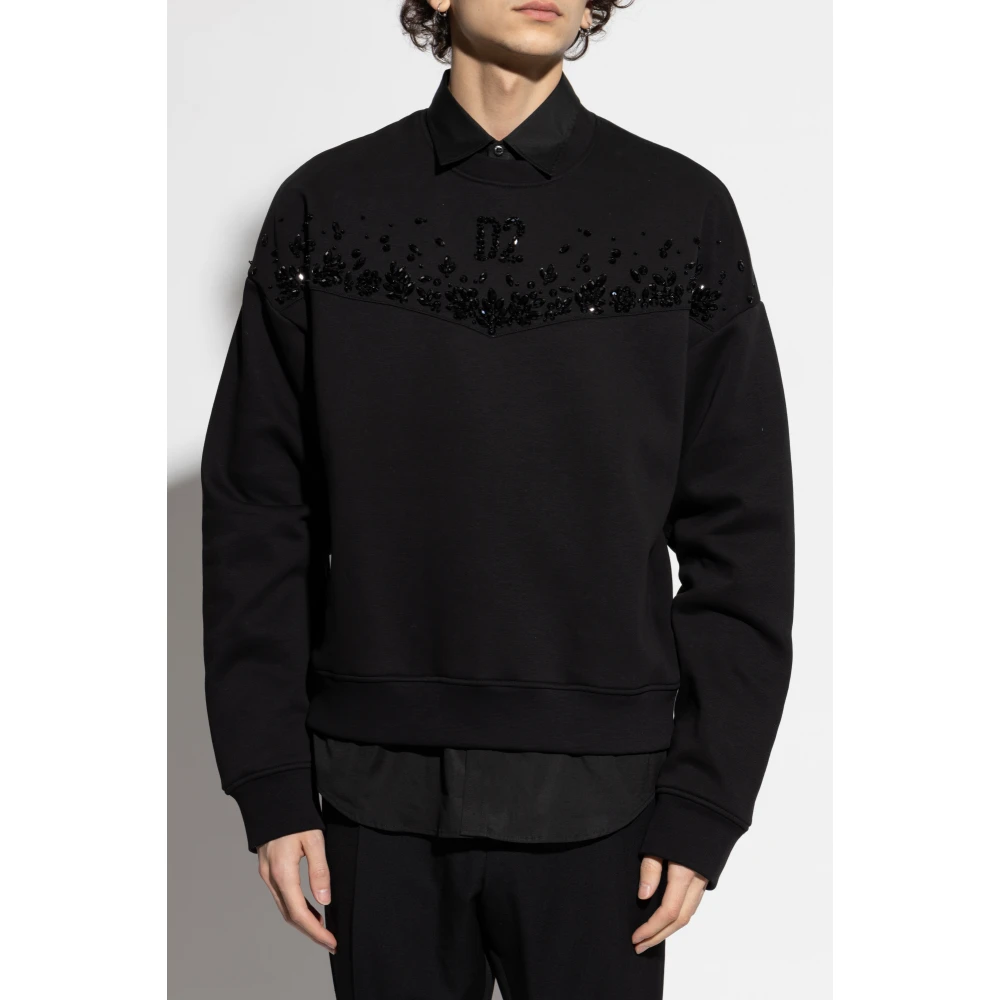 Dsquared2 Sweatshirt met kristallen Black Heren