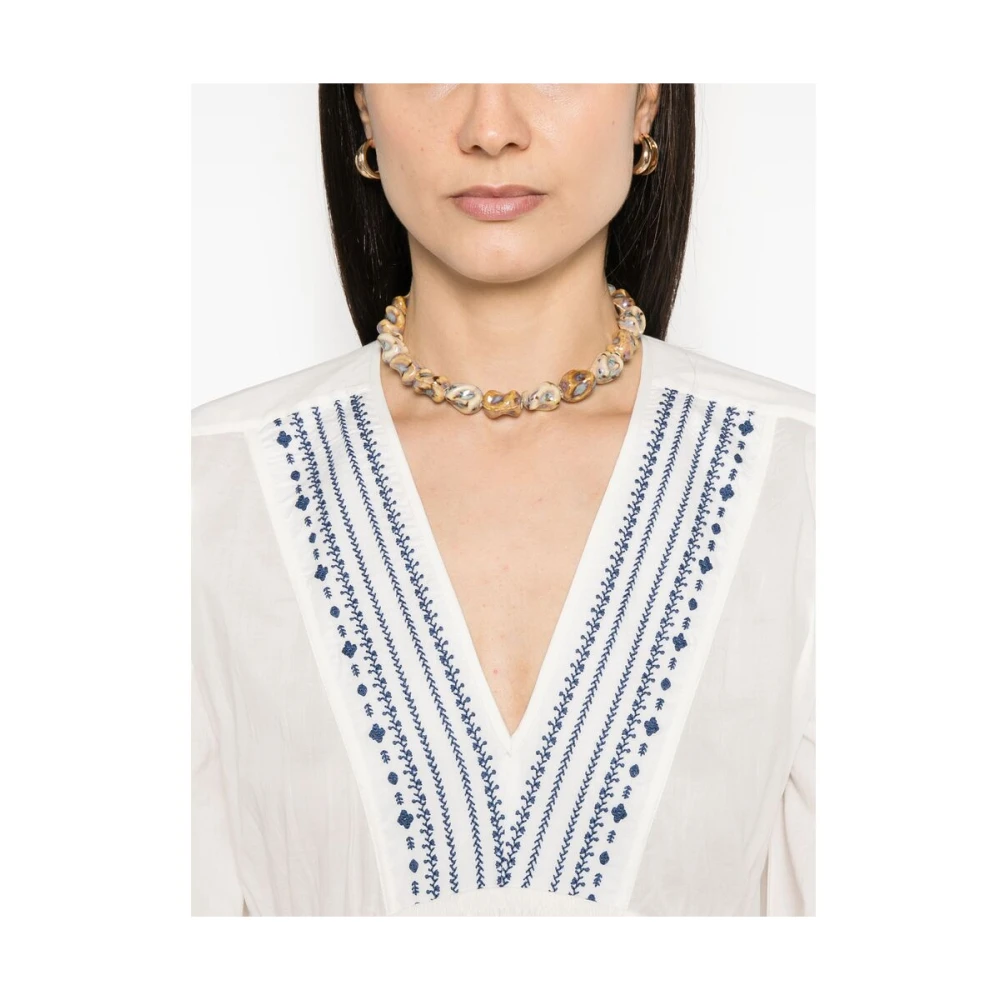 A.p.c. Witte Geborduurde Jurk met Gerimpeld Detail White Dames