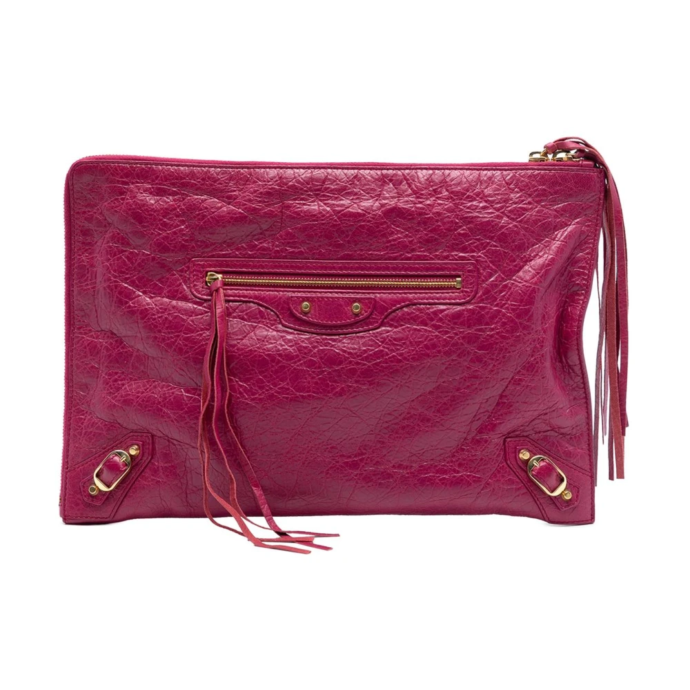 Balenciaga Vintage Women's Pink Pre-Owned Zip Pouch Clutch