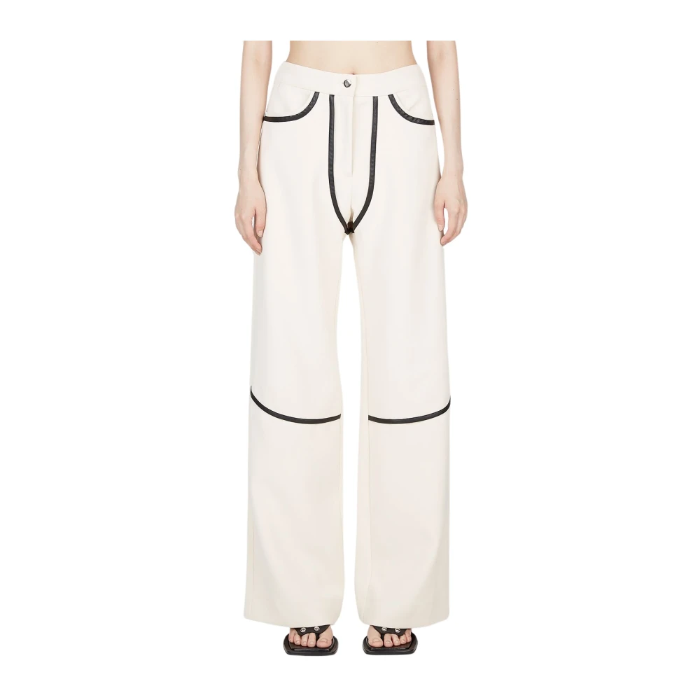 Paris Georgia Hoge Taille Piped Rodeo Broek Beige Dames