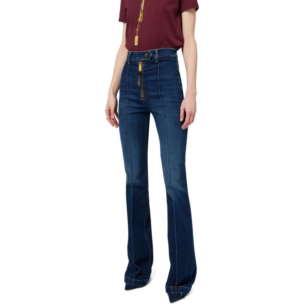 Elisabetta Franchi Blauwe Flare Denim Jeans Blue Dames