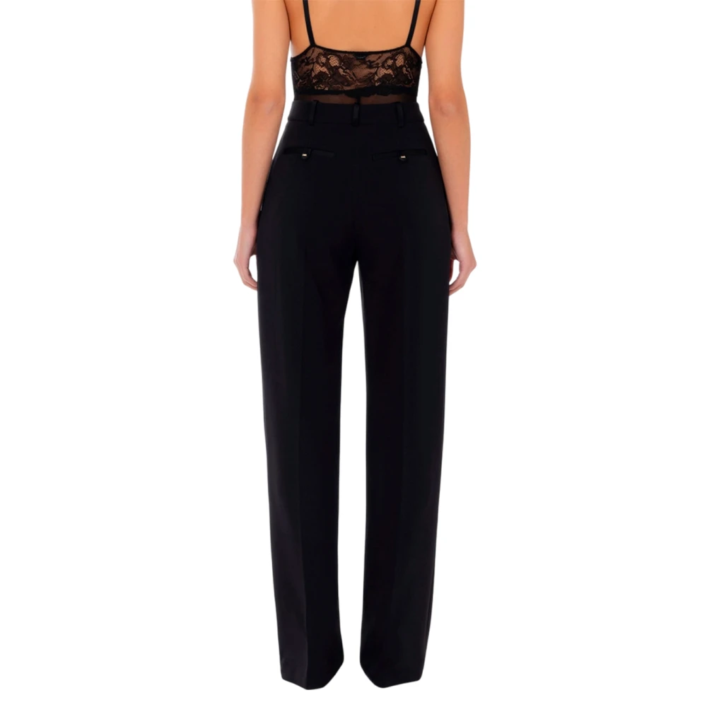 Elisabetta Franchi Wijde broek met brede plooien Black Dames
