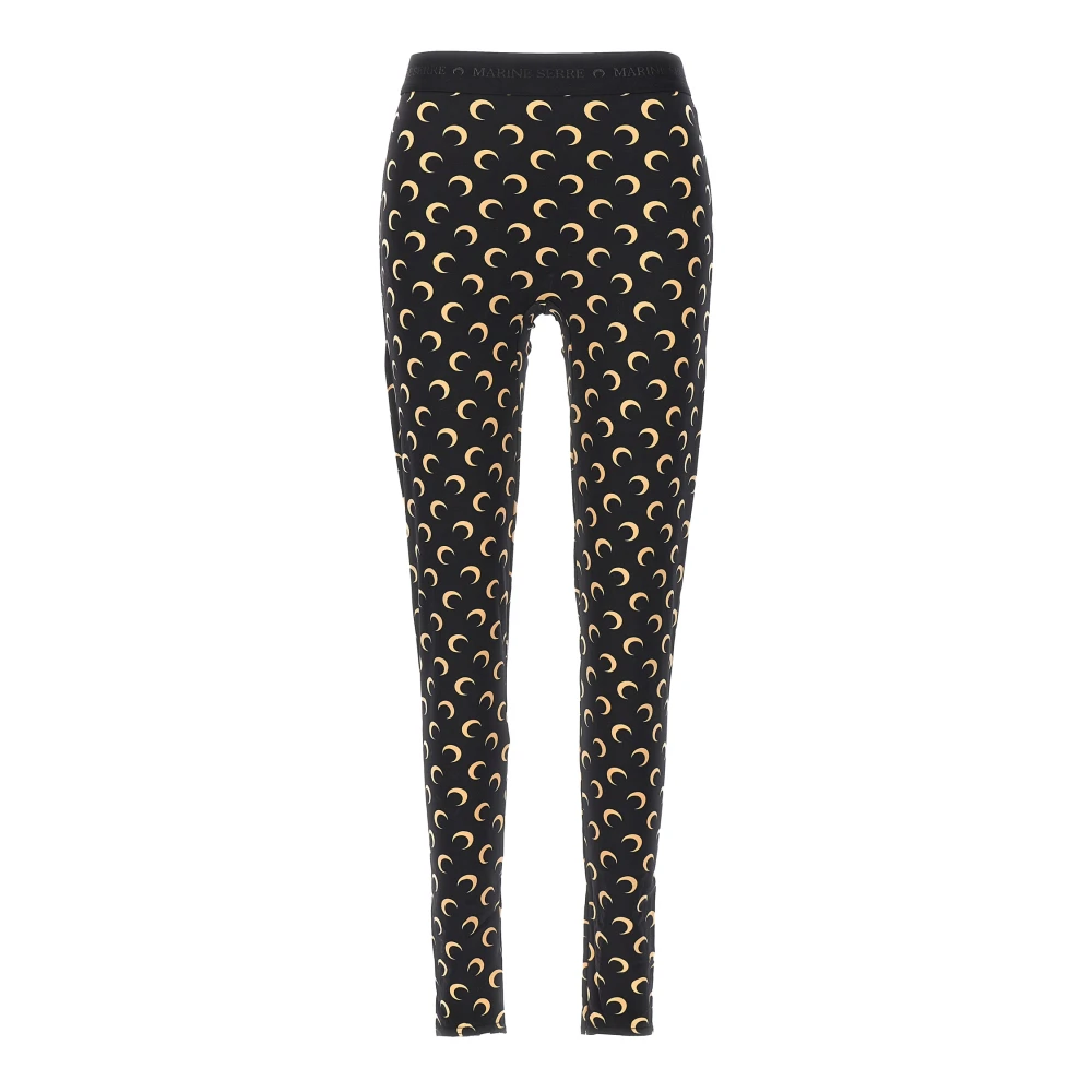 Marine Serre Women's Black Moon Printed Stretch Leggings - Leggings - M - Trousers