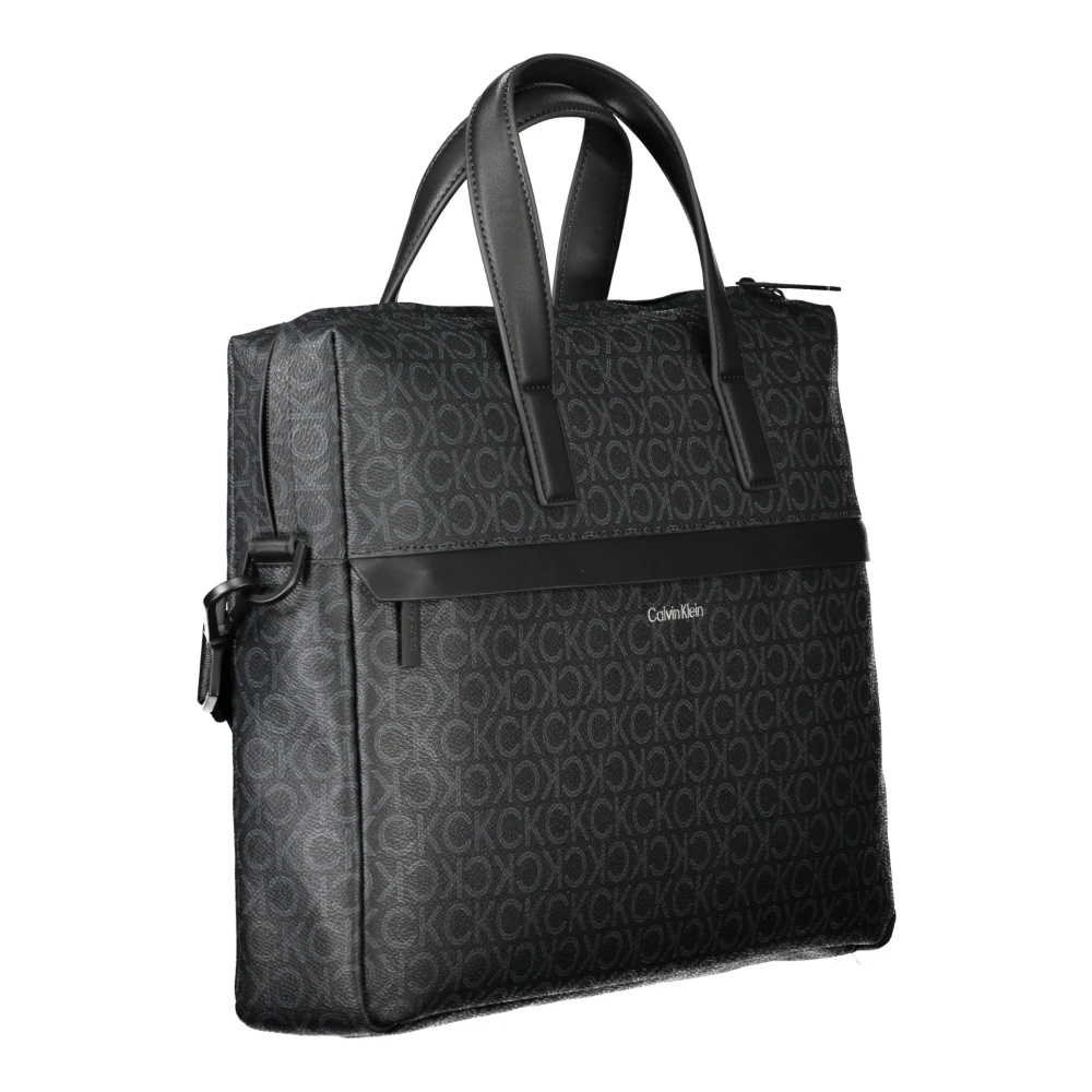 Calvin Klein Zwarte heren aktetas met laptopvak Black Heren