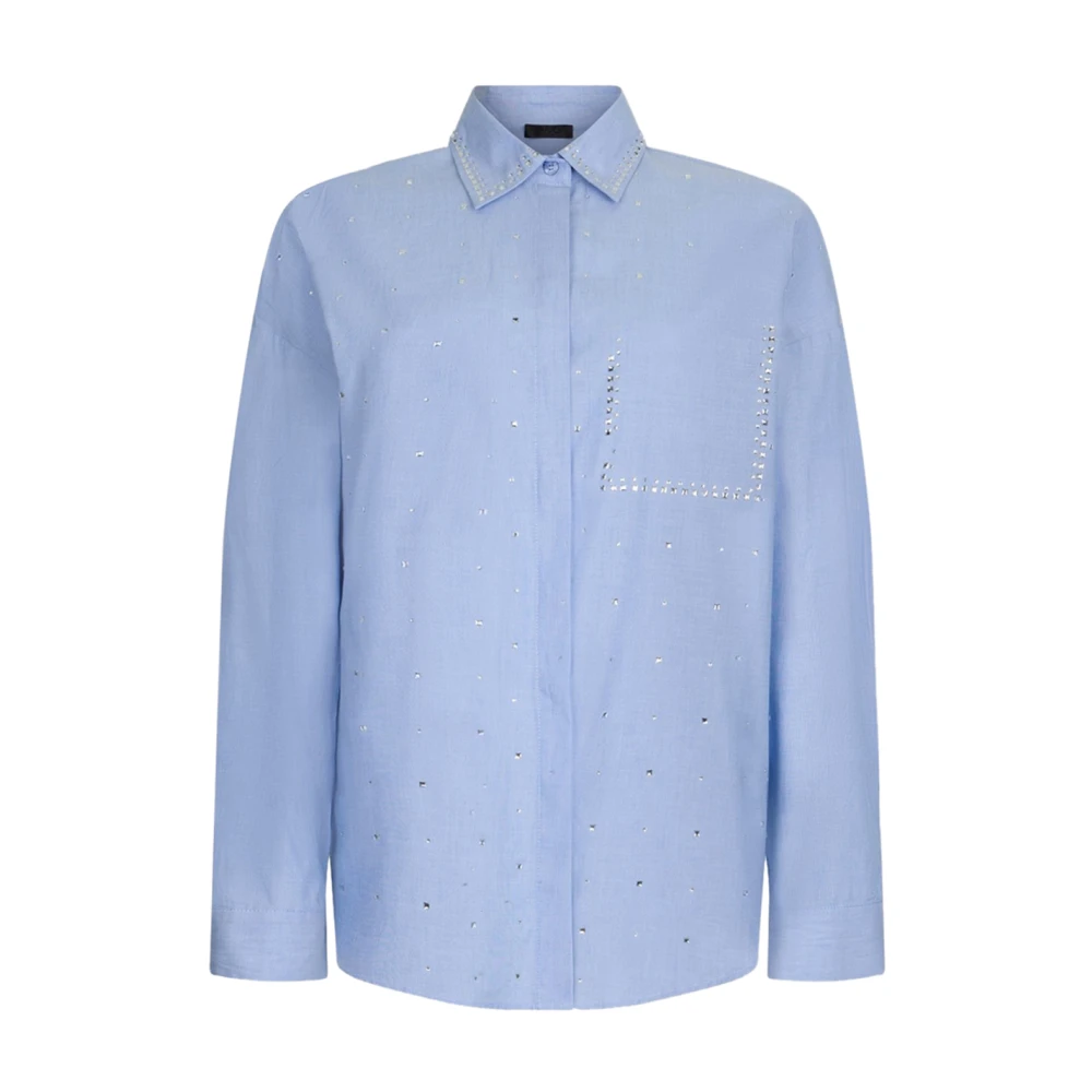 Liu Jo Vrouw Blauw Overhemden Dames, L, Katoen, Rhinestone Shirt