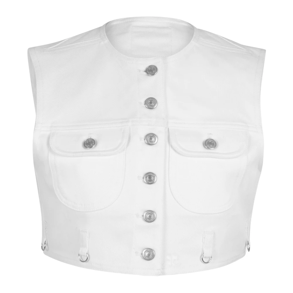 Courrèges Korte Denim Vest White Dames