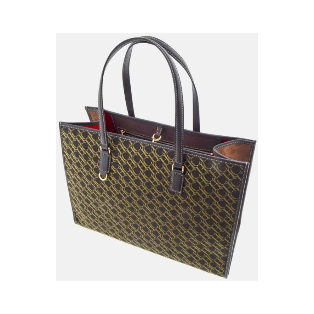 Carolina Herrera Canvas Shopping Charm Tas El Dorado Brown Dames