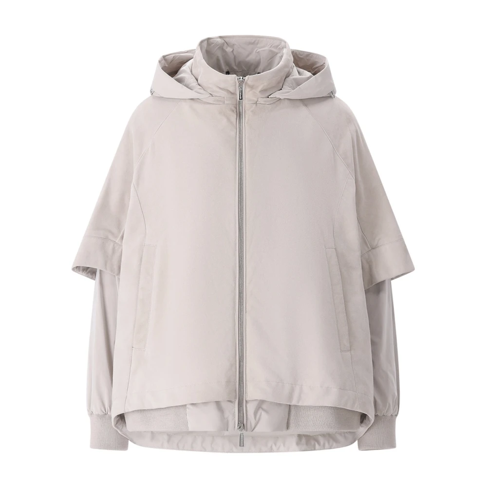 Moorer Vrouw Grijs Jassen Dames, L, Leer, Light Jacket