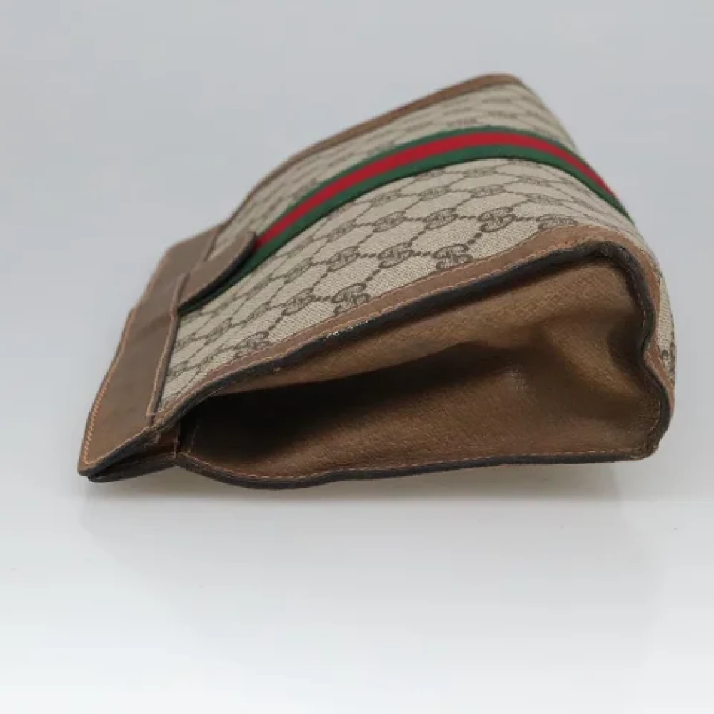 Gucci Vintage Pre-owned Leather clutches Beige Dames