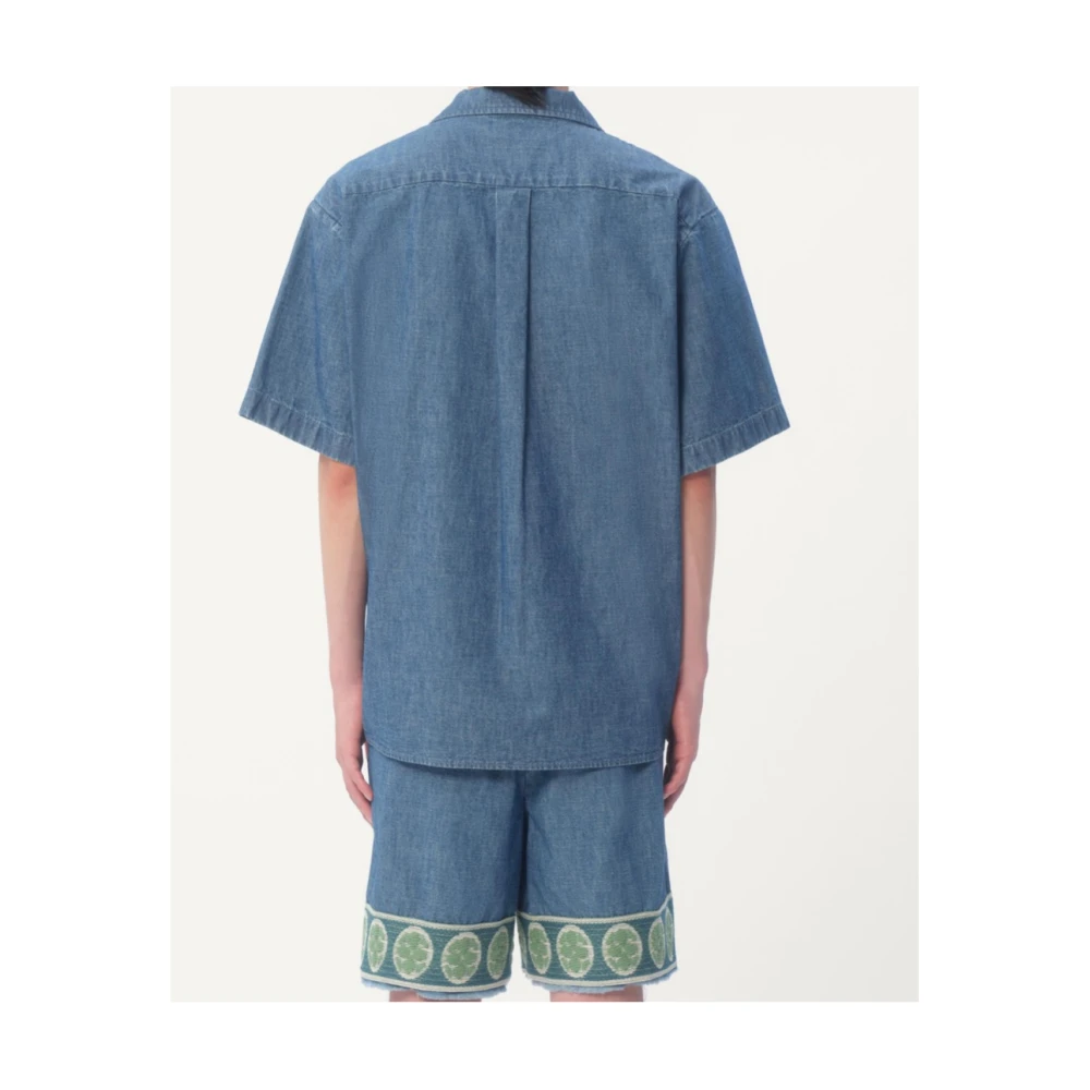Valentino Denim Overhemd Blue Heren