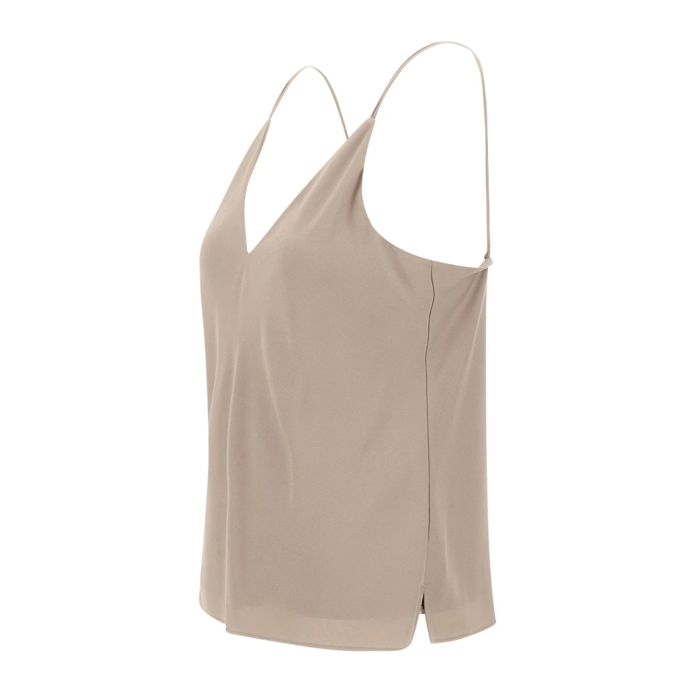 Calvin Klein Taupe Crepe de Chine V-Hals Top Beige Dames