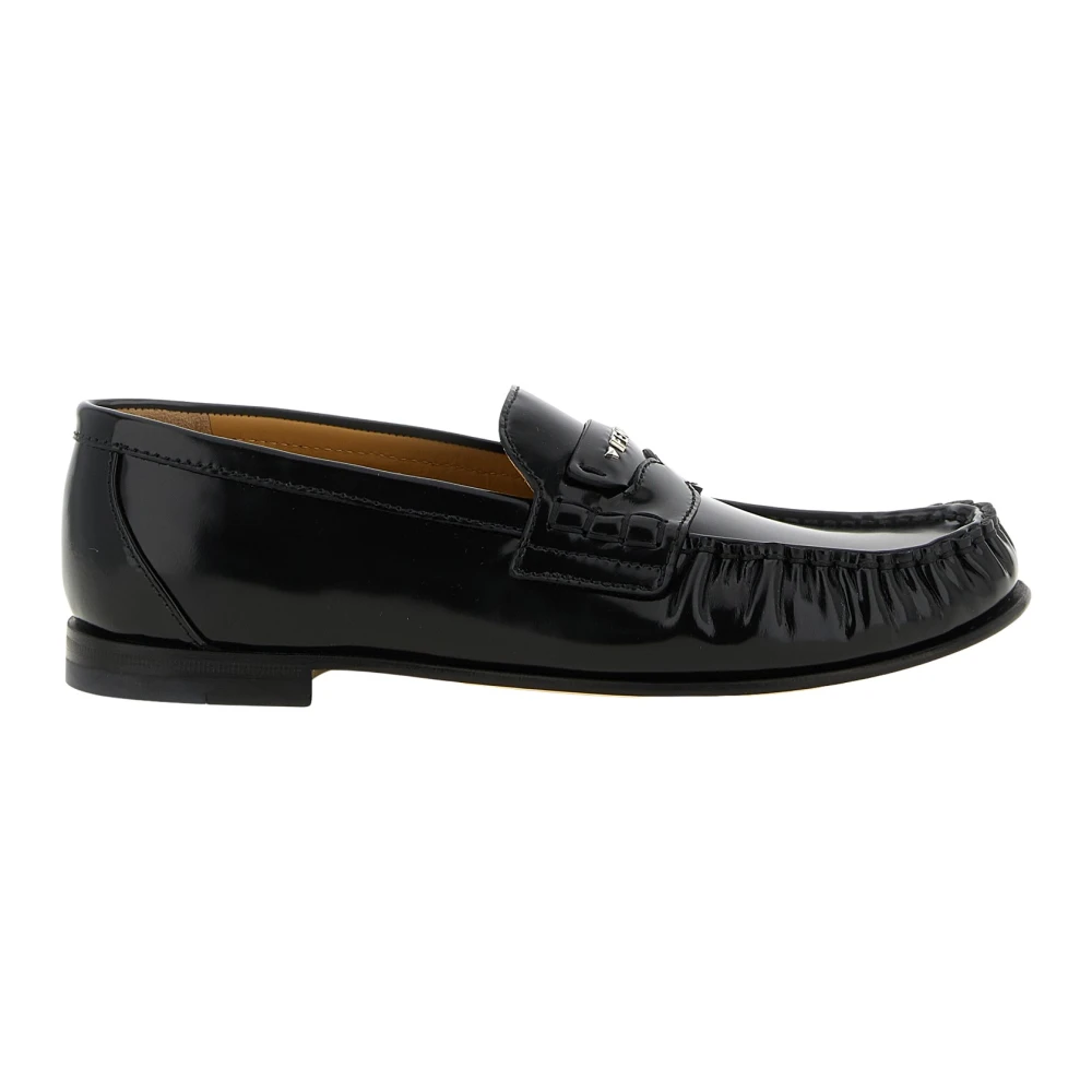 Fendi Women's Black Scrunch Leather Loafers - Image 3