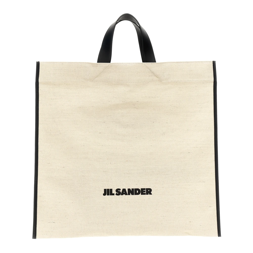 Jil Sander Women's Beige Border Book Tote Square - Shopping Bags - One Size - Bags
