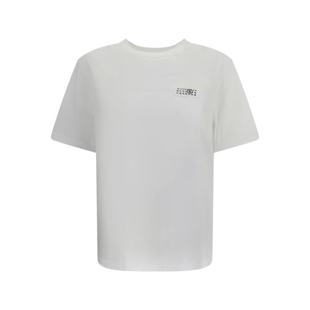 Mm6 Maison Margiela Women's White T-Shirts, L, Cotton T-Shirt