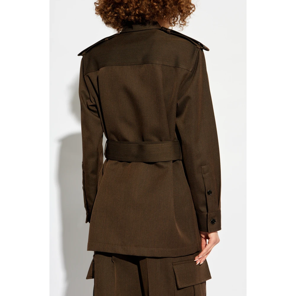 Burberry Wollen shirt met riem Brown Dames