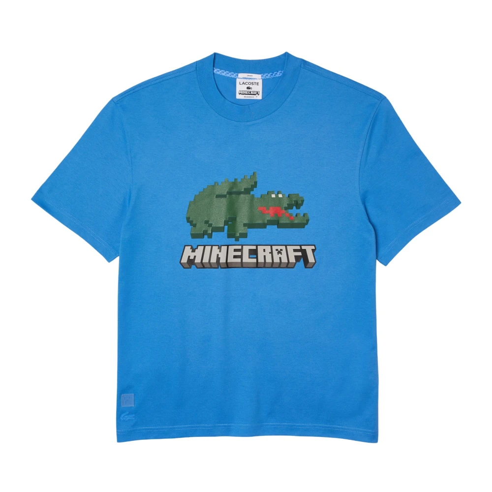 Lacoste Organisch Katoenen Minecraft Logo T-Shirt Blue Heren