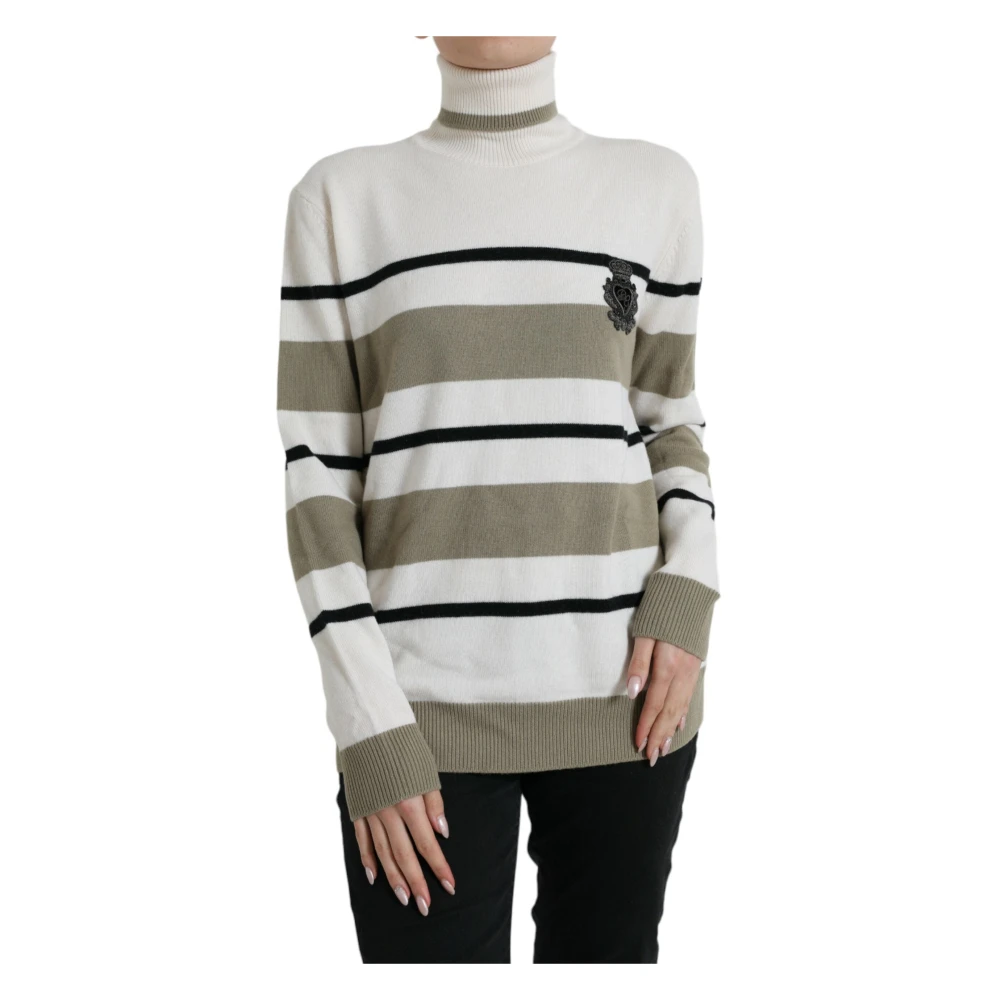 Dolce & Gabbana Women's Multicolor Striped Wool Turtleneck Jumper - Turtlenecks - L - Knitwear
