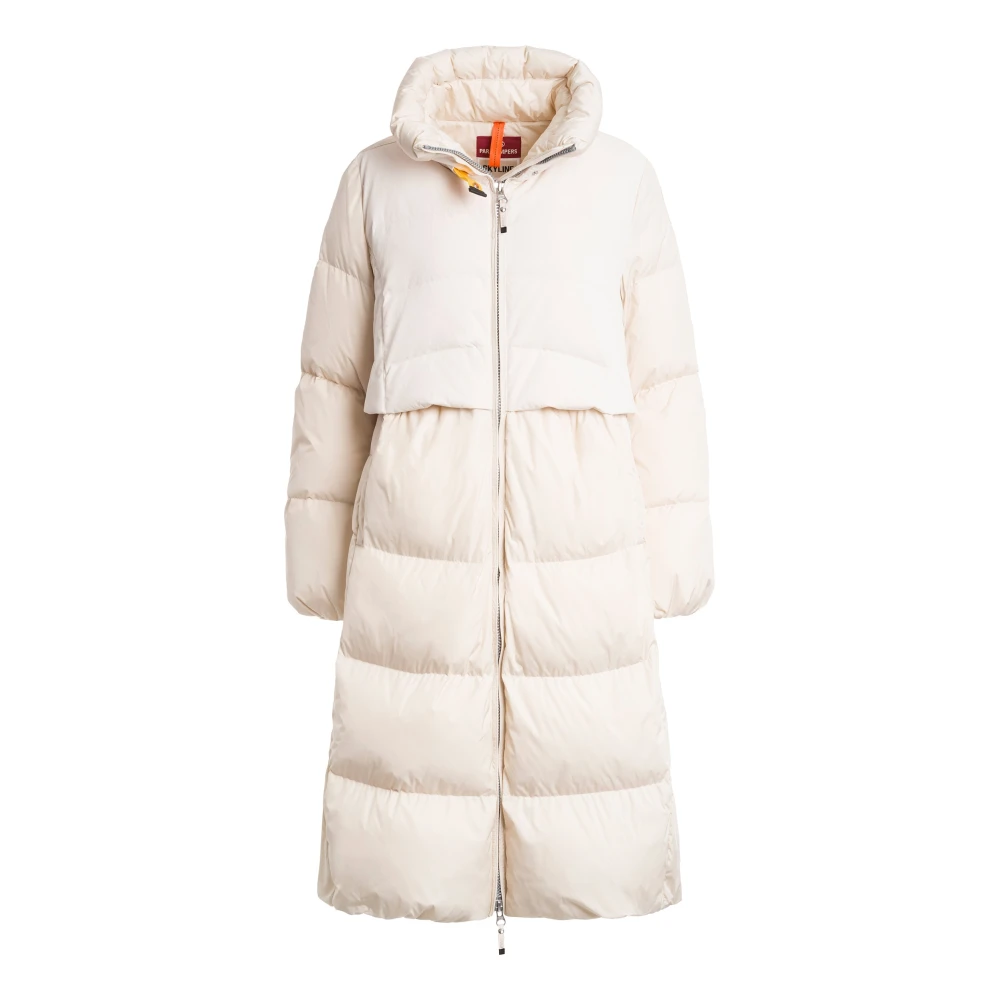 Parajumpers Gewatteerde Lange Donsjas Urban Stijl Beige Dames