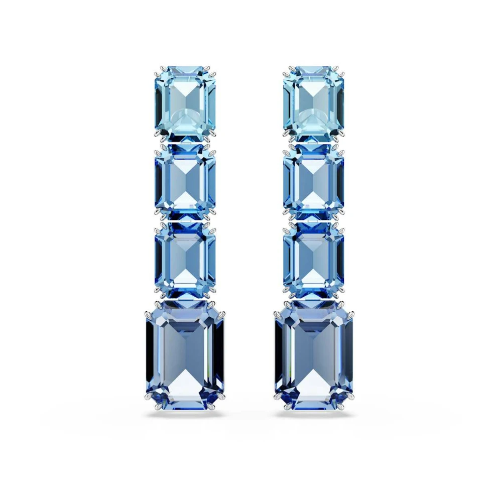 Swarovski Women's Blue Millenia Rhodium Plated Crystal Dropper Earrings 5696516 In - Image 3