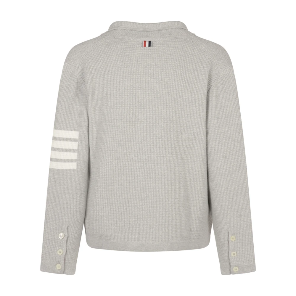Thom Browne Gestructureerde Gebreide Vest met Streep Gray Heren