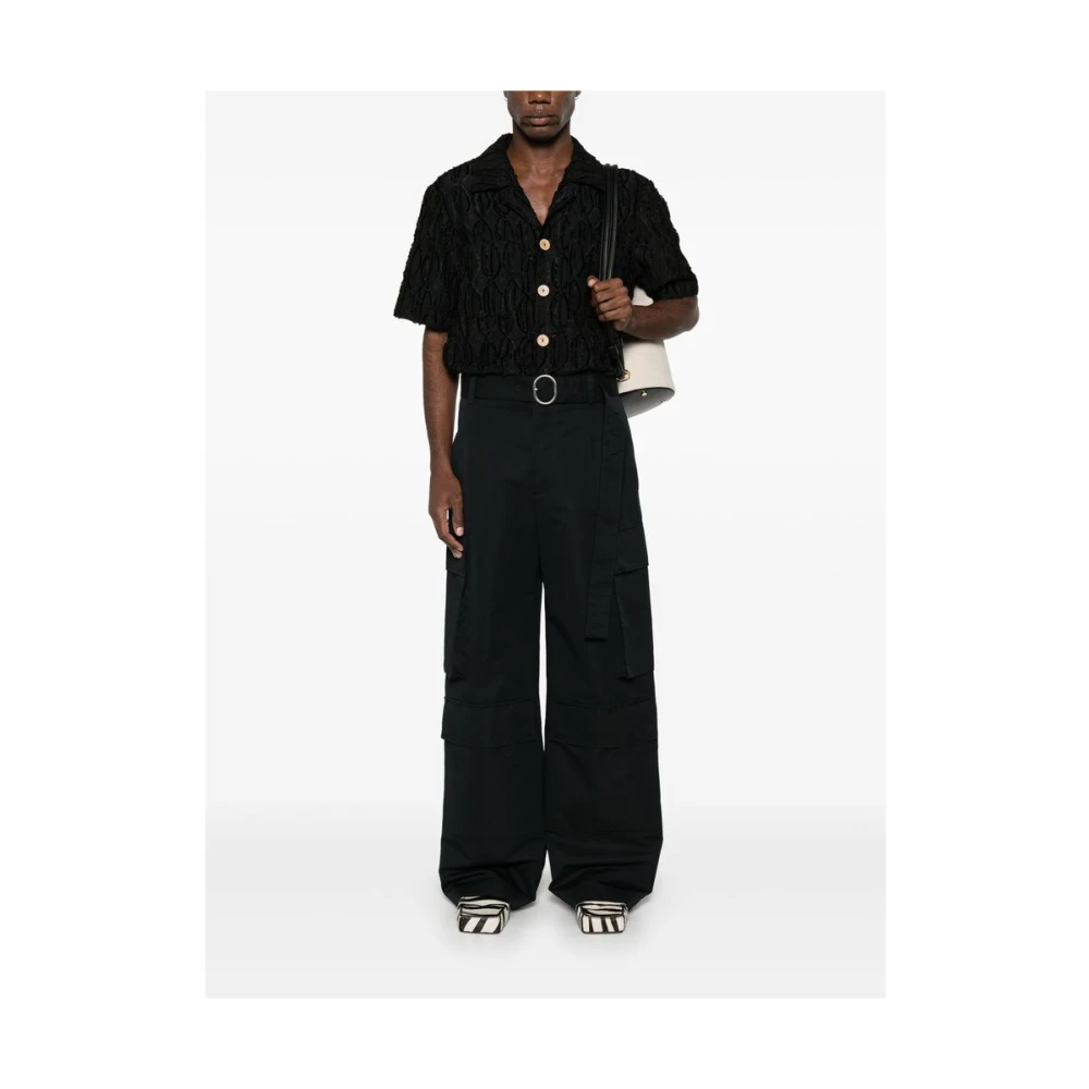 Jil Sander Zwarte Broek met Riem en Zakken Black Heren