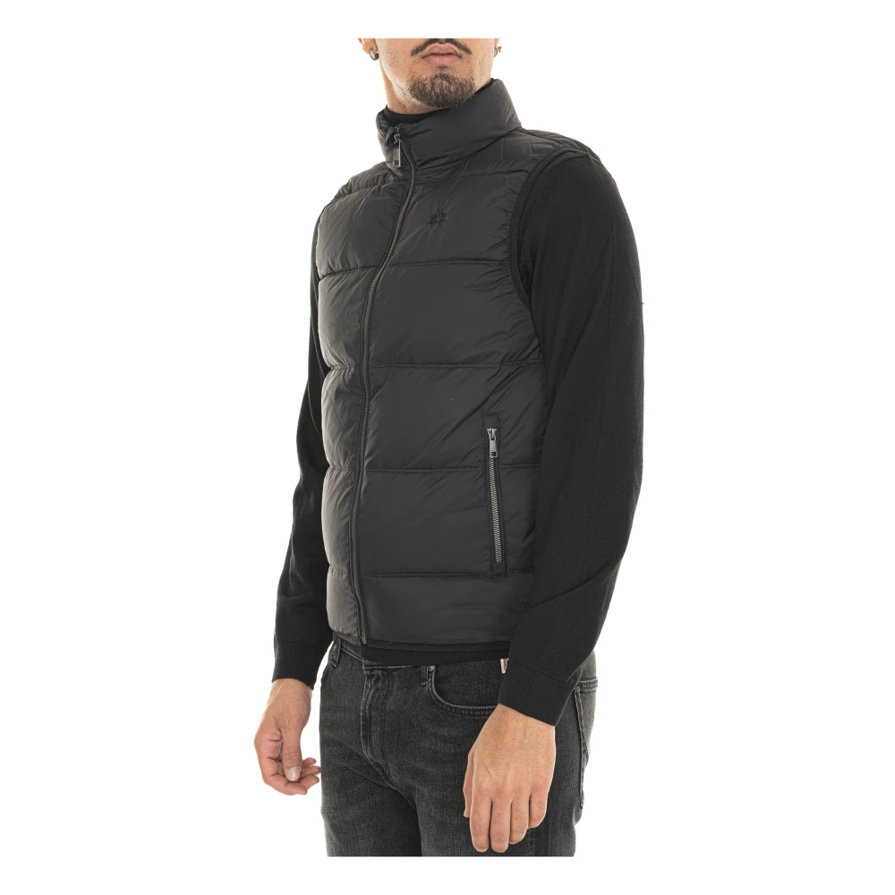 LA MARTINA Gewatteerd Zipactonal Vest met Zijlogo Black Heren
