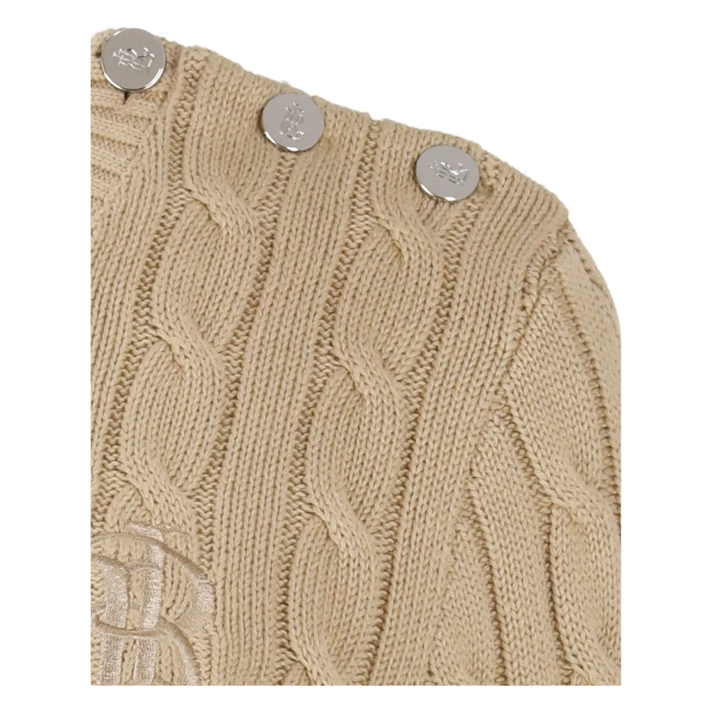 Ralph Lauren Beige Katoenen Trui met Geborduurd Logo Beige Dames