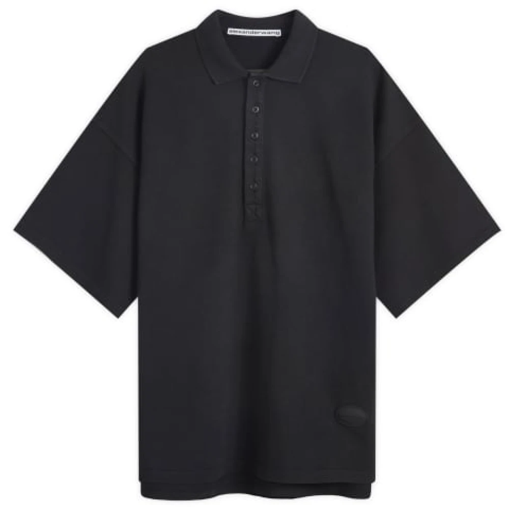 Alexander wang Oversized Polo Tee met Dome Logo Black Dames