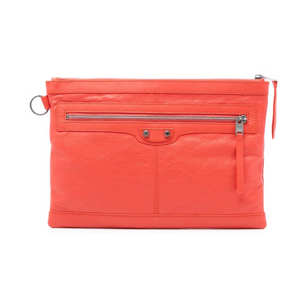 Balenciaga Vintage Women's Orange Pre-Owned Leather Pouch
