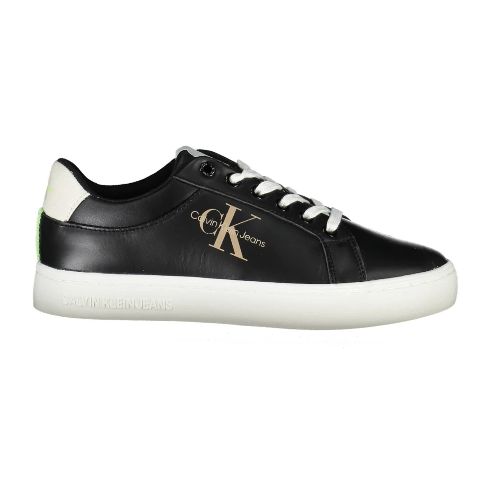 Calvin Klein Women's Black Sporty Trainers With Contrast Details Size 5 Uk