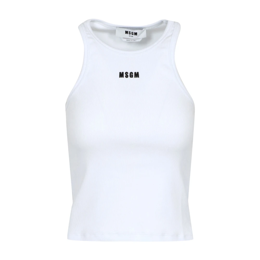 Msgm Witte Mouwloze Top van Katoenmix White Dames