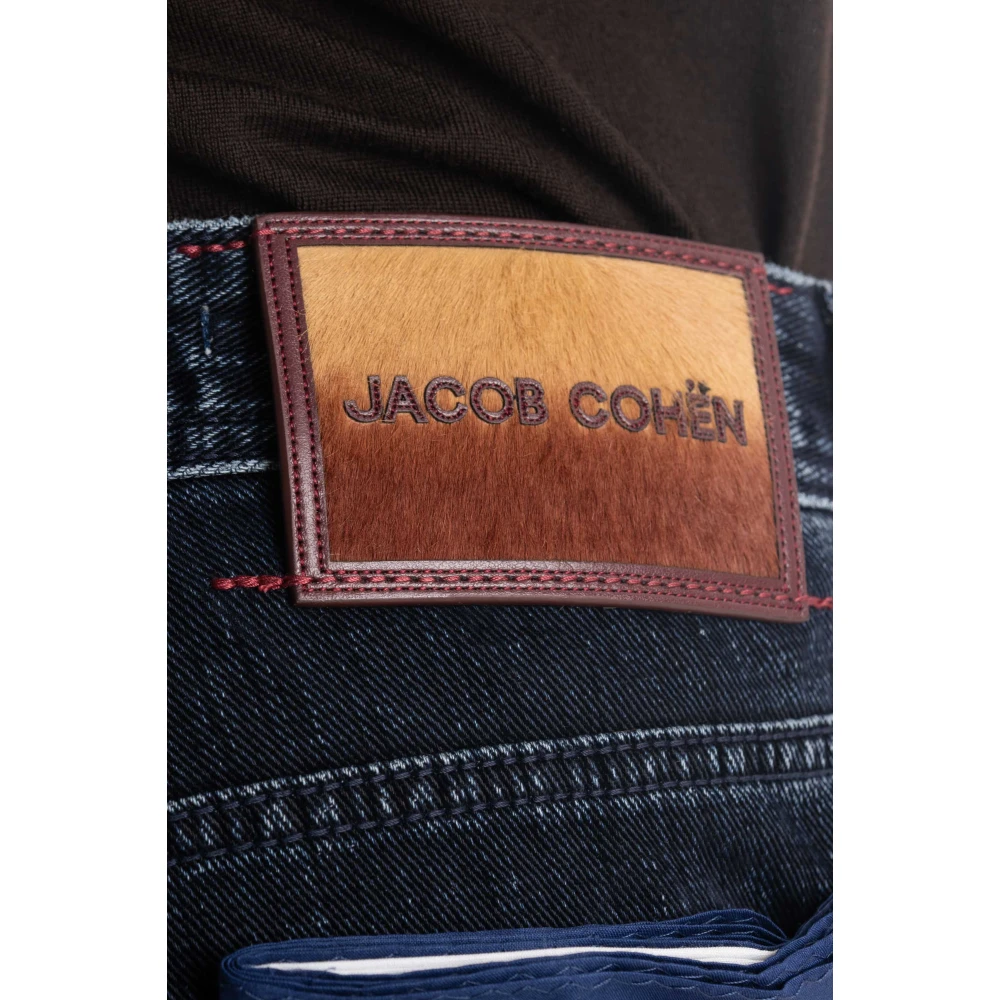 Jacob Cohën Blauwe Flocked Denim Scott Fit Jeans Blue Heren