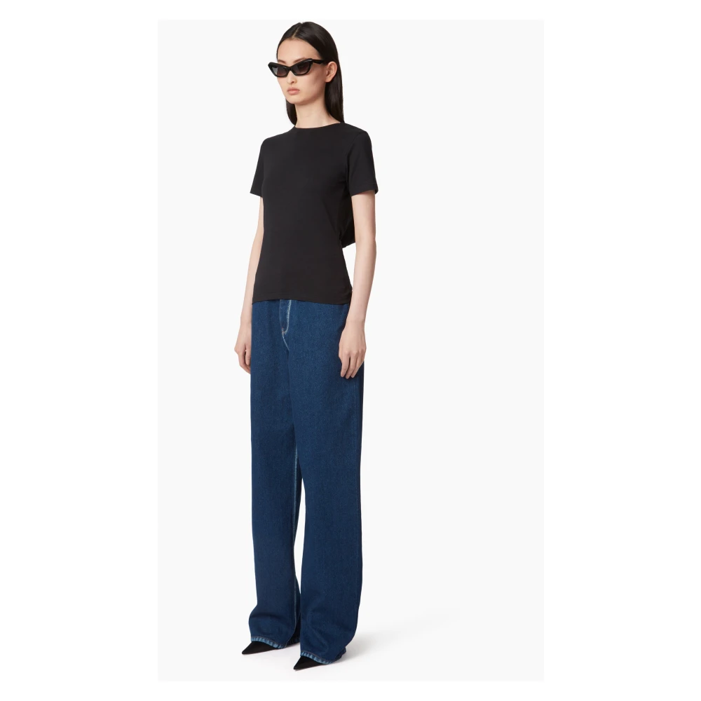 Nina Ricci T-Shirt MET Plunging Draped Black Dames