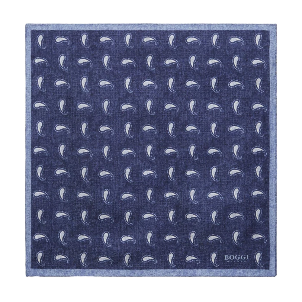 Boggi Milano Micro-gepatroonde zijden pochet Blue Heren