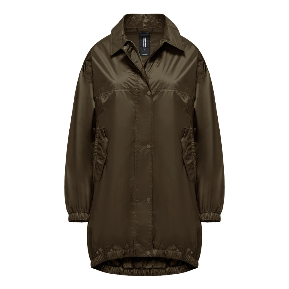 BomBoogie Glanzende Nylon Parka met Kraag Green Dames
