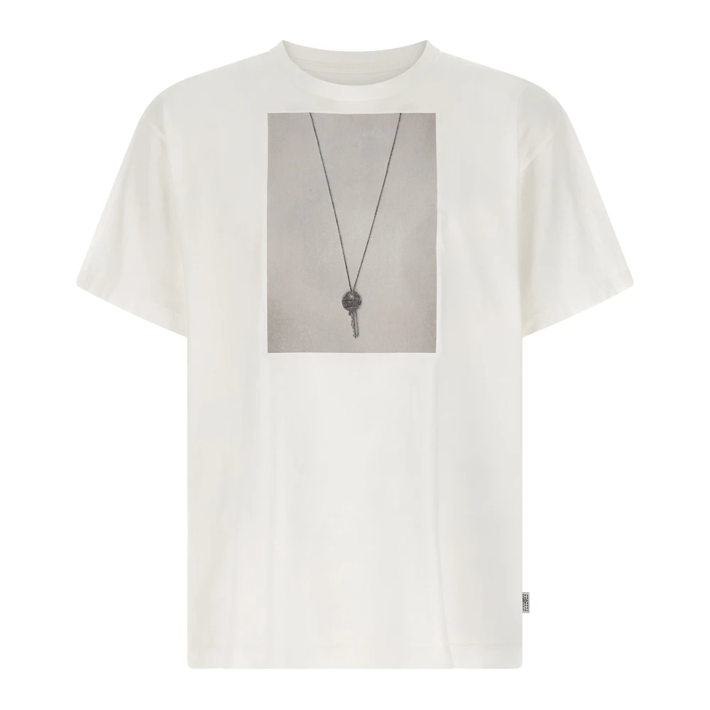 Mm6 Maison Margiela White T-Shirts, Male, M, Key T-Shirt