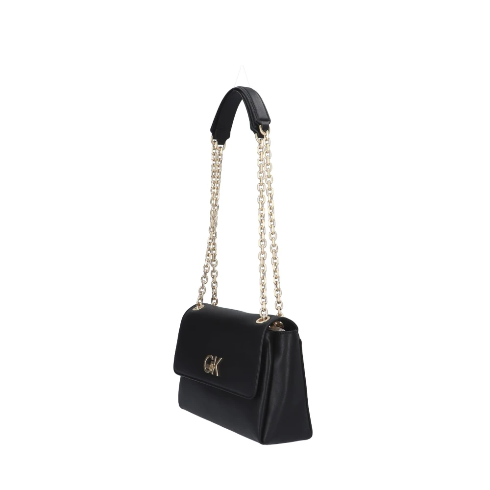 Calvin Klein Schoudertas Zwart Eco Leer Twee Compartimenten Black Dames