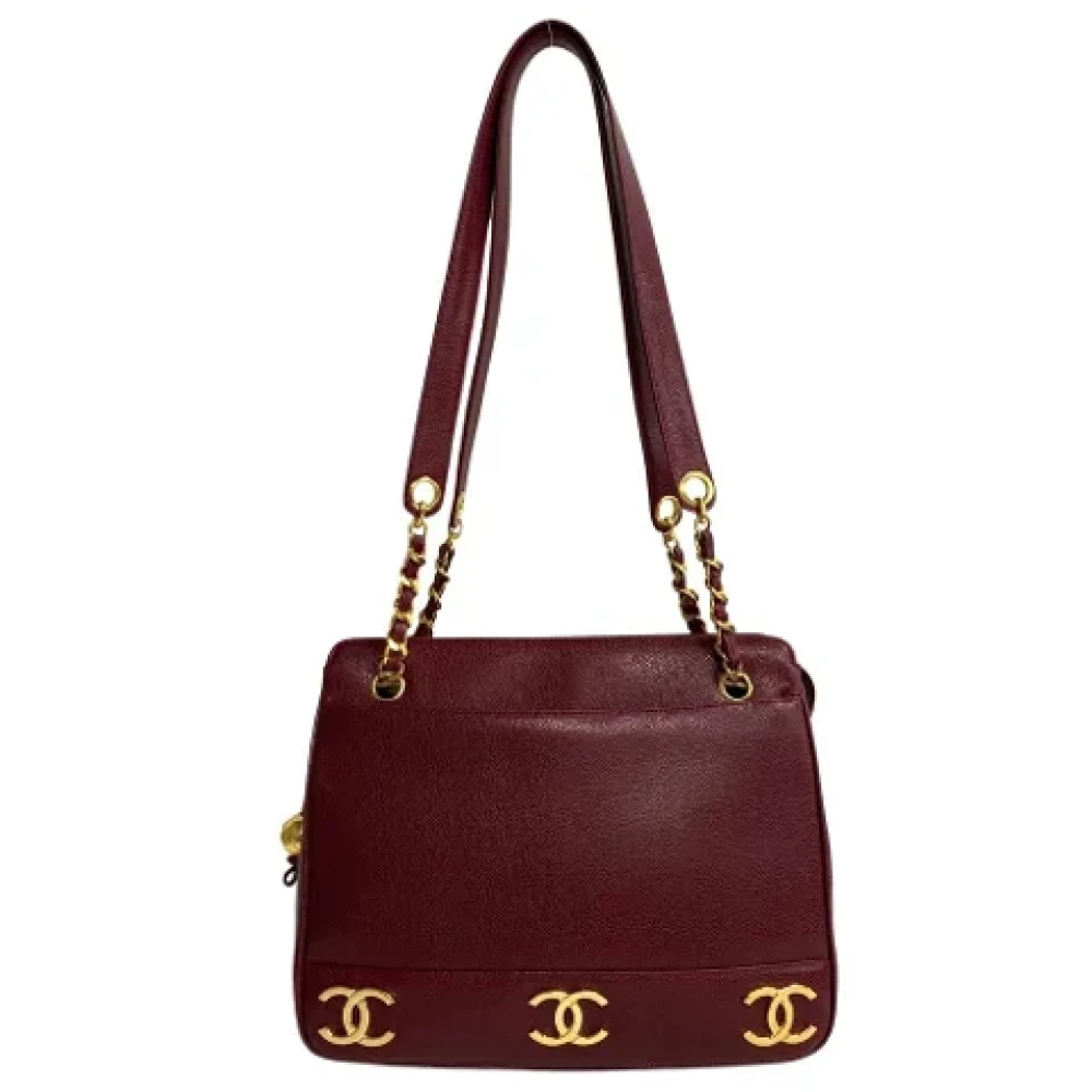 Chanel Vintage Pre-owned Leather totes Red Dames
